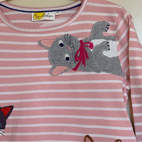Sz11-12 Mini Boden Appliqué Cats Jersey Tunic/T-shirt - Picture 4 of 9